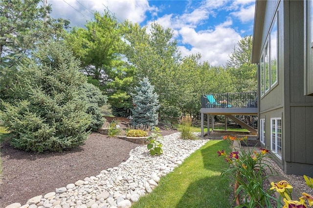 11514 W 143rd Ter, Olathe, KS 66062 - view of yard featuring stairs and a wooden deck