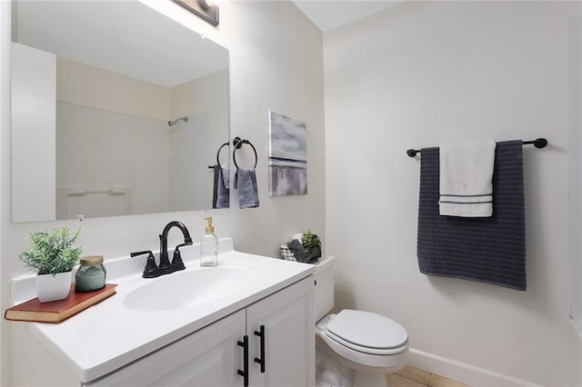 404 SE Bristol Dr, Lees Summit, MO 64063 - full bathroom featuring vanity, tile patterned flooring, and a shower