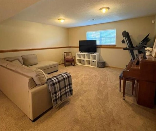 1720 SE Kenwood Dr, Blue Springs, MO 64014 - living area with carpet floors and a textured ceiling