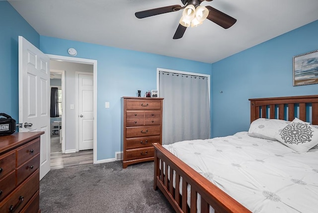 15714 Leavenworth Rd, Basehor, KS 66007 - bedroom featuring dark carpet and ceiling fan