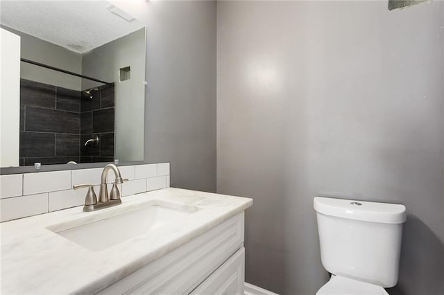 14011 Dunbar Ct, Grandview, MO 64030 - full bathroom with vanity, decorative backsplash, and a tile shower