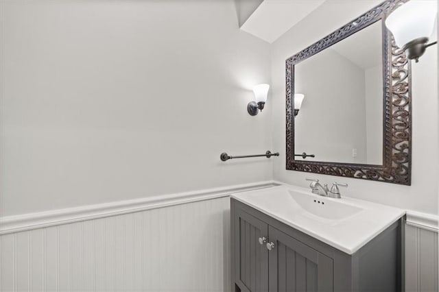 6710 Broadmoor St, Overland Park, KS 66204 - bathroom with vanity and wainscoting