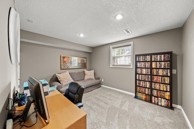 6710 Broadmoor St, Overland Park, KS 66204 - carpeted home office featuring a textured ceiling and recessed lighting
