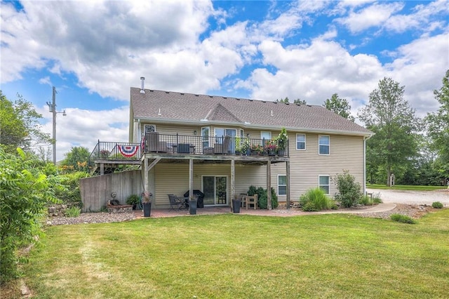 23708 S Southcrest Dr, Peculiar, MO 64078 - back of house with a lawn, a deck, and a patio area