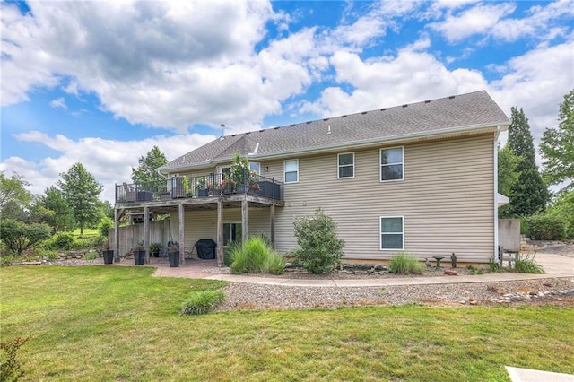 23708 S Southcrest Dr, Peculiar, MO 64078 - rear view of house featuring a deck and a lawn