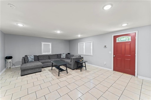 5510 Lafayette Ave, Kansas City, KS 66104 - living area featuring recessed lighting and light tile patterned flooring