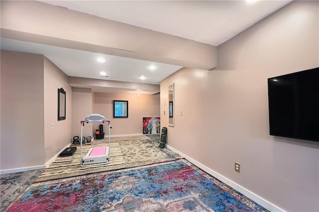 13009 Fontana St, Leawood, KS 66209 - exercise area with carpet flooring and recessed lighting