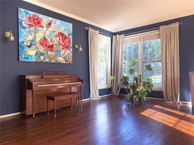 13009 Fontana St, Leawood, KS 66209 - living area featuring wood finished floors and ornamental molding