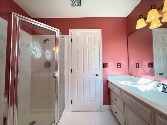 13009 Fontana St, Leawood, KS 66209 - full bath featuring vanity, a shower stall, and tile patterned floors