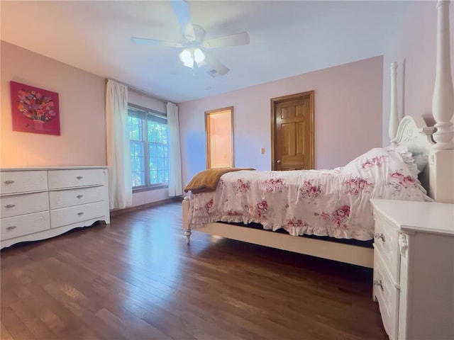 13009 Fontana St, Leawood, KS 66209 - bedroom featuring dark wood-type flooring and a ceiling fan