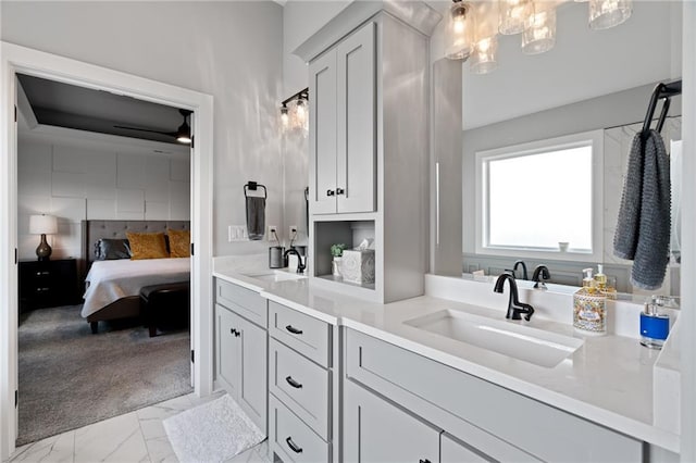 15297 W 172nd Pl, Olathe, KS 66062 - ensuite bathroom with double vanity and marble look tiles