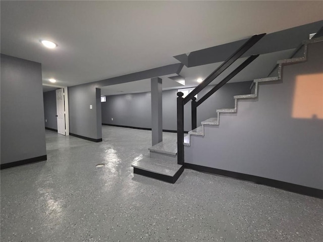 1027 Ohio Ave, Kansas City, KS 66102 - finished below grade area featuring stairs and recessed lighting