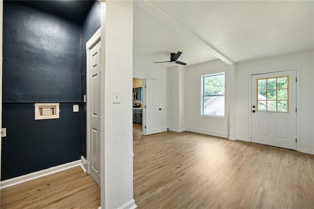 3808 Anderson Ave, Kansas City, MO 64123 - entrance foyer with wood finished floors and ceiling fan