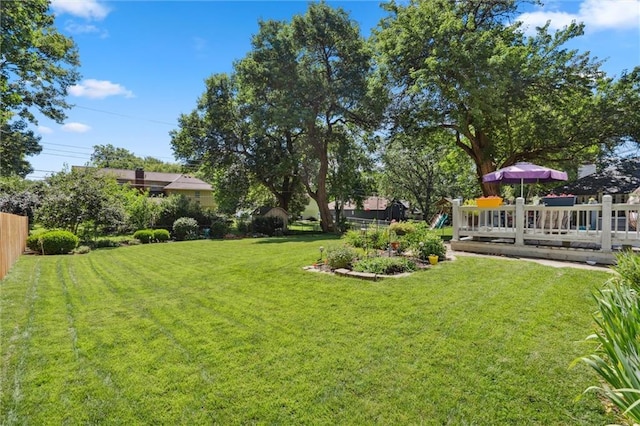 7211 Goodman St, Overland Park, KS 66204 - view of yard featuring a deck