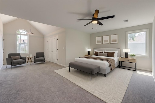 24108 W 67th Ter, Shawnee, KS 66226 - bedroom featuring light colored carpet, ceiling fan, and lofted ceiling