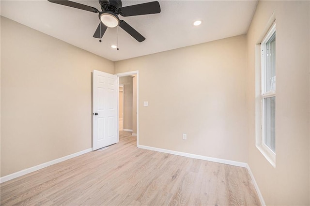 4036 Benton Blvd, Kansas City, MO 64130 - unfurnished room with light wood-style floors, a ceiling fan, and recessed lighting