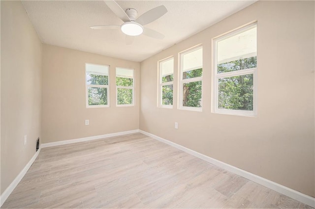 4036 Benton Blvd, Kansas City, MO 64130 - empty room featuring light wood finished floors, ceiling fan, and a textured ceiling