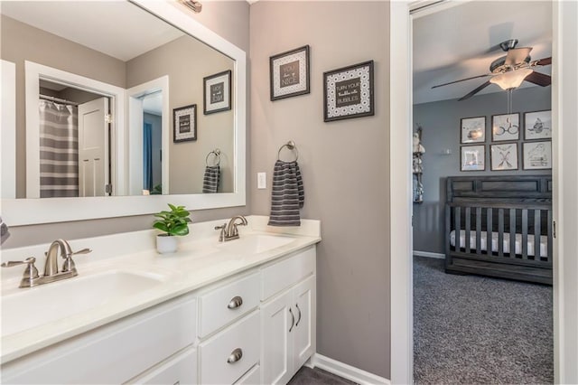 25096 W 87th St, Lenexa, KS 66227 - full bathroom featuring double vanity and ceiling fan