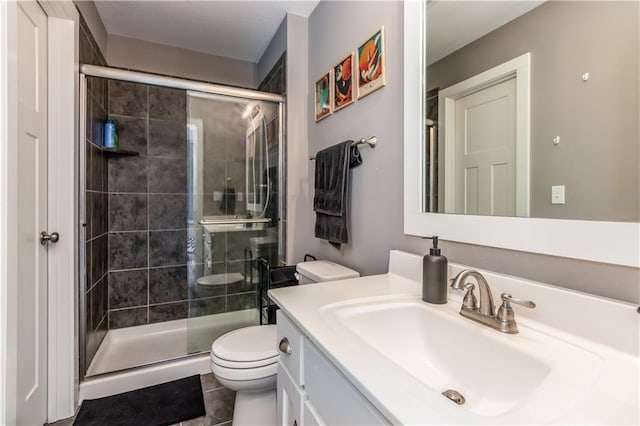 25096 W 87th St, Lenexa, KS 66227 - full bathroom with vanity, a stall shower, and tile patterned floors