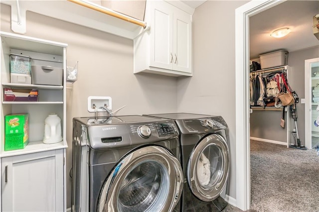 25096 W 87th St, Lenexa, KS 66227 - laundry room with separate washer and dryer, carpet flooring, and cabinet space
