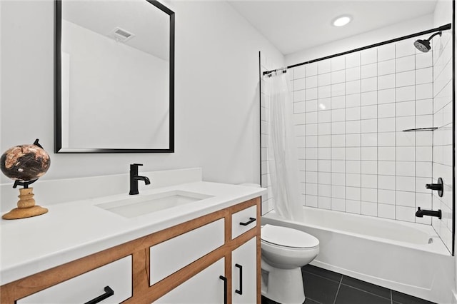 22615 W 87th Ter, Lenexa, KS 66227 - full bath featuring vanity, tile patterned floors, and shower / bath combo with shower curtain