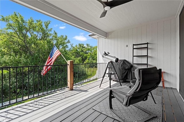 22615 W 87th Ter, Lenexa, KS 66227 - wooden deck featuring a ceiling fan and grilling area