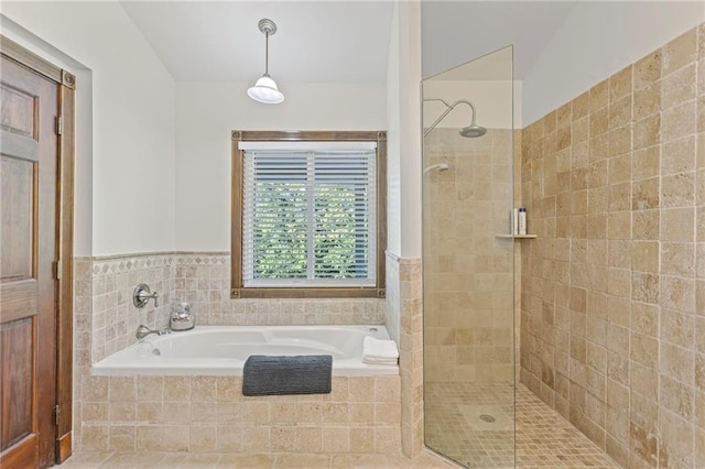 1015 S Wyckford Rd, Olathe, KS 66061 - bathroom with a garden tub and a tile shower