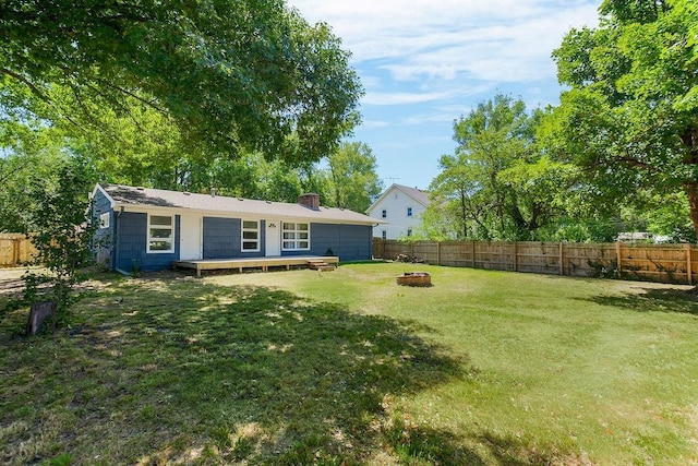 1202 S Willow St, Ottawa, KS 66067 - fenced backyard featuring a fire pit