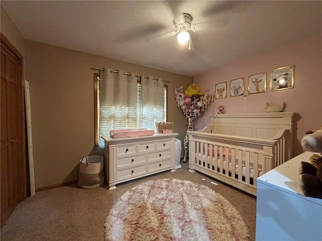 2006 Buckingham St, Saint Joseph, MO 64506 - carpeted bedroom with a crib and ceiling fan