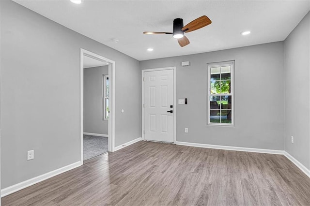 804 S Cedar Ave, Independence, MO 64053 - foyer entrance featuring wood finished floors, ceiling fan, and recessed lighting