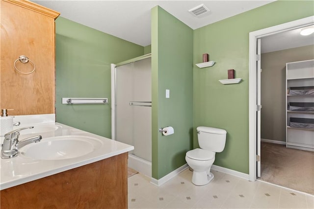 2105 NW Sweetgum Ct, Grain Valley, MO 64029 - full bathroom with a stall shower, double vanity, and tile patterned flooring