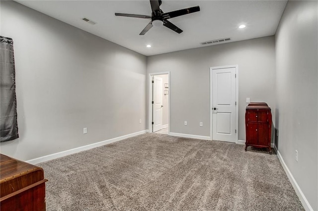 311 S 3rd St, Odessa, MO 64076 - unfurnished bedroom with carpet, recessed lighting, and a ceiling fan
