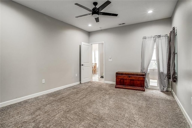 311 S 3rd St, Odessa, MO 64076 - unfurnished bedroom featuring carpet flooring, recessed lighting, and ceiling fan
