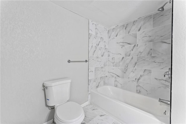 4320 E 43rd St, Kansas City, MO 64130 - bathroom featuring marble look tiles and bathing tub / shower combination