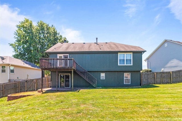 3605 NW Pier Ct, Blue Springs, MO 64015 - rear view of property featuring a wooden deck, stairway, and a fenced backyard