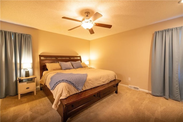 1604 SW 21st St, Blue Springs, MO 64015 - bedroom with carpet flooring, a textured ceiling, and ceiling fan