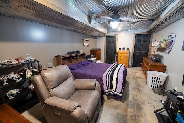 28909 E 297th St, Garden City, MO 64747 - bedroom with concrete floors, a ceiling fan, and a closet
