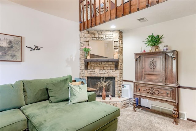 9514 W 77th Ter, Overland Park, KS 66204 - living room with a fireplace and carpet floors
