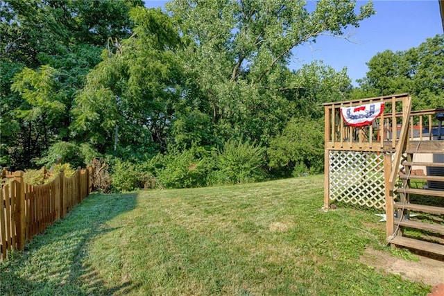9514 W 77th Ter, Overland Park, KS 66204 - view of yard with a wooden deck and stairway