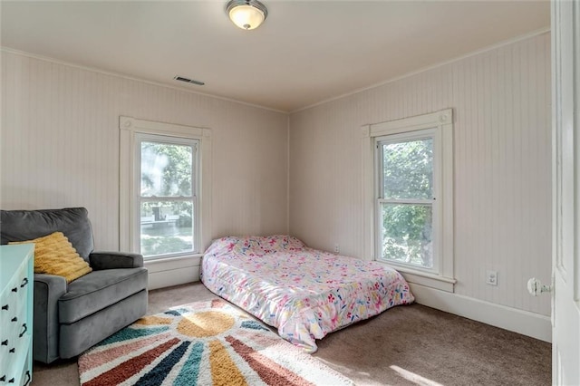 404 S Sycamore St, Ottawa, KS 66067 - bedroom with ornamental molding, carpet flooring, and multiple windows