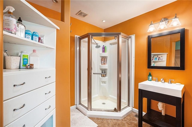 6327 Yecker Ave, Kansas City, KS 66104 - full bathroom featuring a shower stall, vanity, and tile patterned flooring