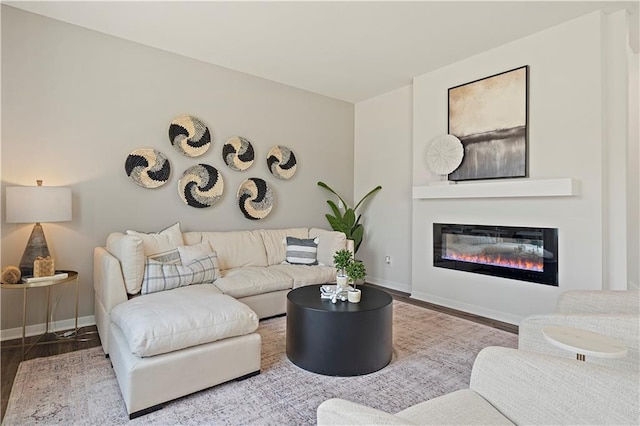 21807 Lucca Ln, Peculiar, MO 64078 - living area featuring wood finished floors and a glass covered fireplace