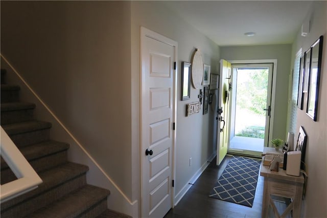 SW 8th St Unit 8819, Blue Springs, MO 64064 - entryway with stairway and dark wood-style floors