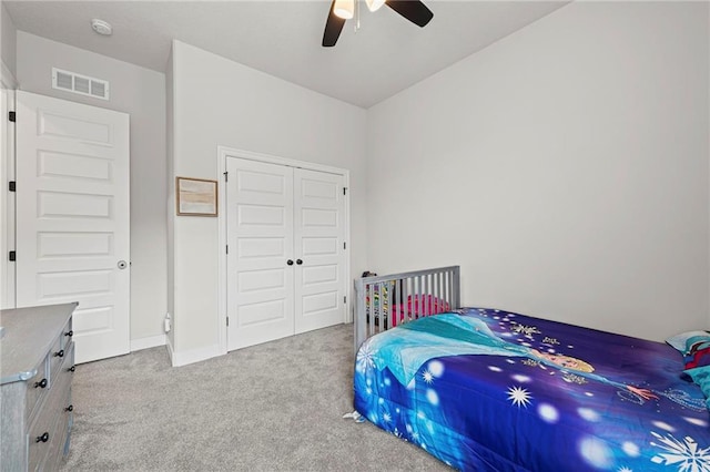 227 SW Eagles Ridge Dr, Blue Springs, MO 64014 - carpeted bedroom with a closet and a ceiling fan