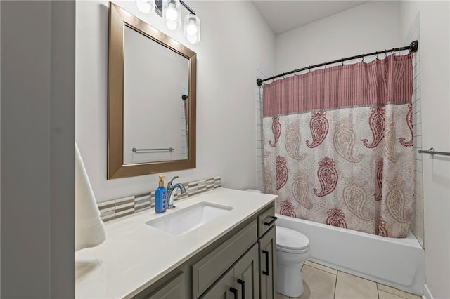 227 SW Eagles Ridge Dr, Blue Springs, MO 64014 - full bath with vanity, shower / tub combo with curtain, and tile patterned flooring