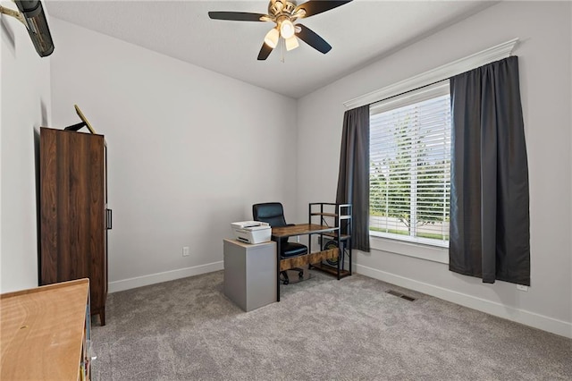 227 SW Eagles Ridge Dr, Blue Springs, MO 64014 - carpeted office featuring a ceiling fan and healthy amount of natural light