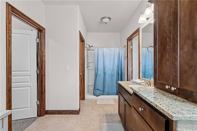 1658 Davis Cir, Eudora, KS 66025 - full bath with vanity, a shower with shower curtain, and tile patterned flooring