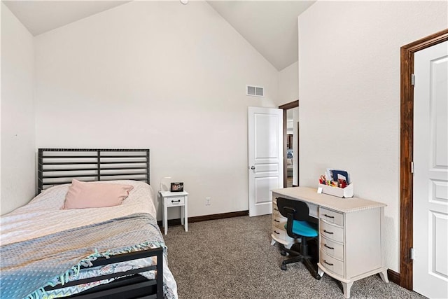 1658 Davis Cir, Eudora, KS 66025 - bedroom with carpet flooring, high vaulted ceiling, and an office area