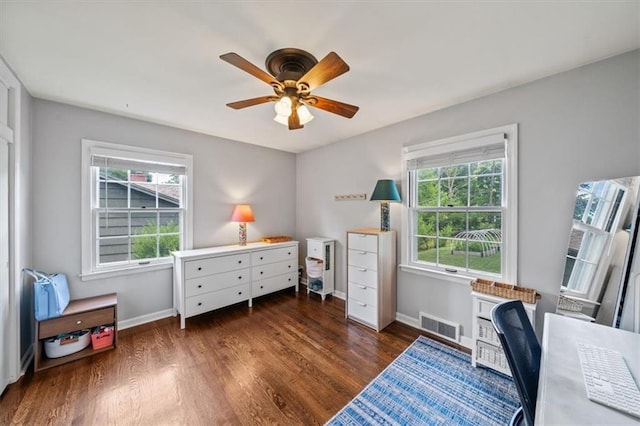 4717 W 76th St, Prairie Village, KS 66208 - office space featuring healthy amount of natural light, ceiling fan, and wood finished floors