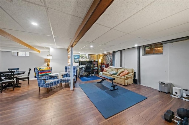4717 W 76th St, Prairie Village, KS 66208 - workout area with wood finished floors, healthy amount of natural light, and recessed lighting